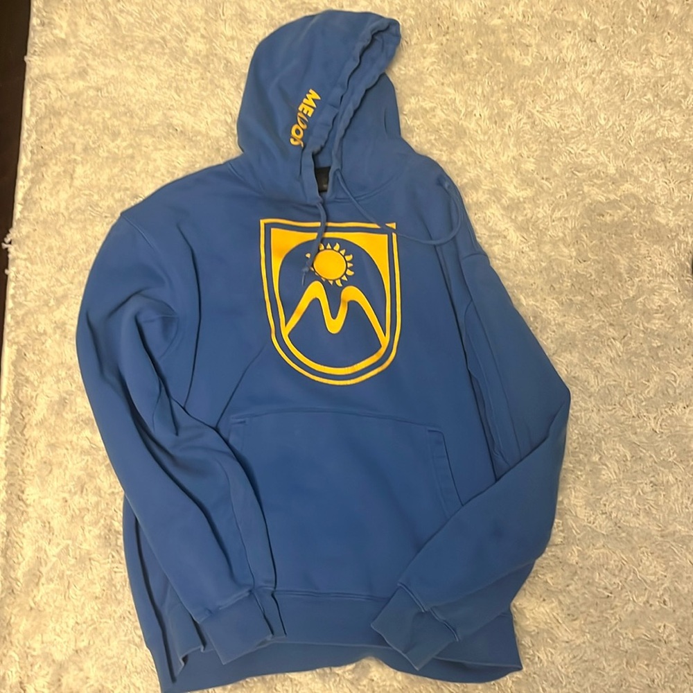 Blue and yellow mt good meadows sweatshirt